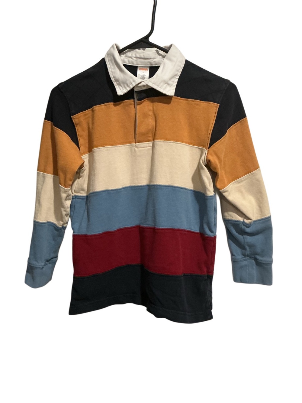 Gymboree Long-Sleeve Striped Rugby Shirt - Black, Gold, Cream, Blue, Red